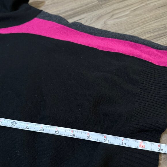 Tahari Merino Wool Cashmere Drawstring Shrug Poncho in Black/Pink Womens OS - Picture 8 of 9